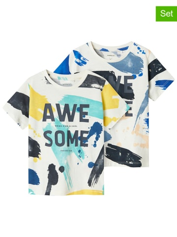 name it 2er-Set: Shirts in Bunt/ Weiß