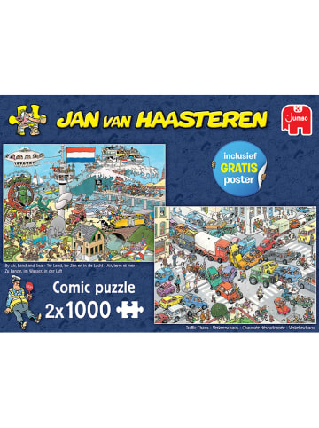 Jumbo 2x 1.000tlg. Puzzle "Jan van Haasteren - Verkehrschaos &  ..." - ab 12 Jahren