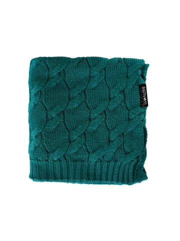 Lullalove Wełniany kocyk w kolorze turkusowym
