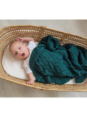 Lullalove Wełniany kocyk w kolorze turkusowym