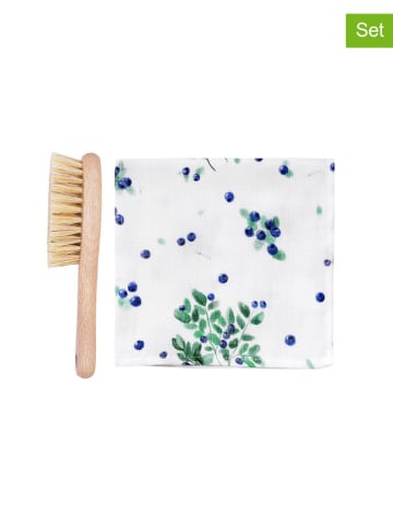 Lullalove 2tlg. Set: Haarbürste & Spucktücher in Natur/ Weiß