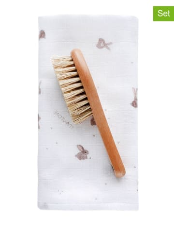 Lullalove 2tlg. Set: Haarbürste & Spucktücher in Natur/ Weiß