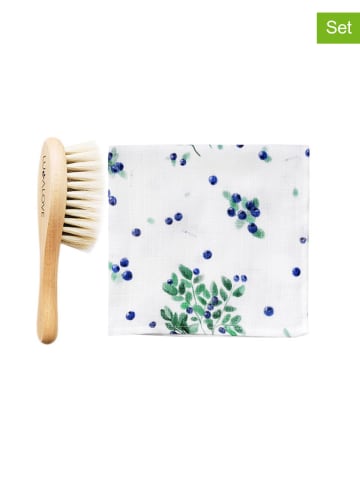 Lullalove 2tlg. Set: Haarbürste & Spucktücher in Natur/ Weiß