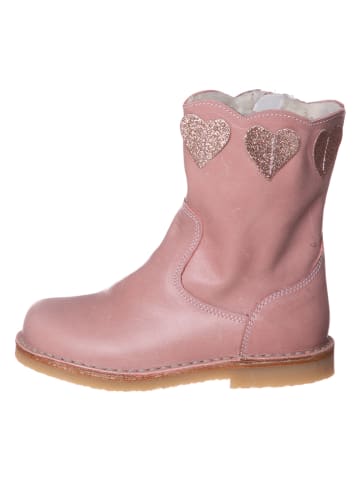 kmins Skórzane botki w kolorze jasnoróżowym