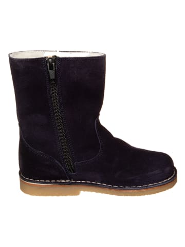 kmins Skórzane botki zimowe w kolorze granatowym
