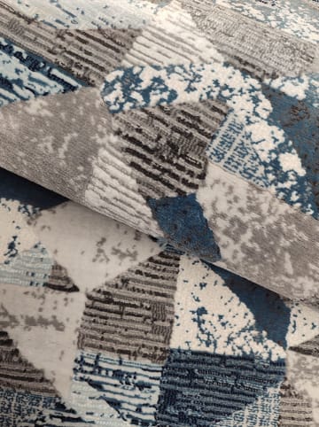 deco Rugs & Carpet Kurzflor-Teppich "Double" in Blau/ Grau