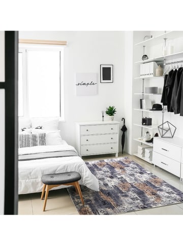 deco Rugs & Carpet Kurzflor-Teppich "Antalya" in Blau/ Hellbraun