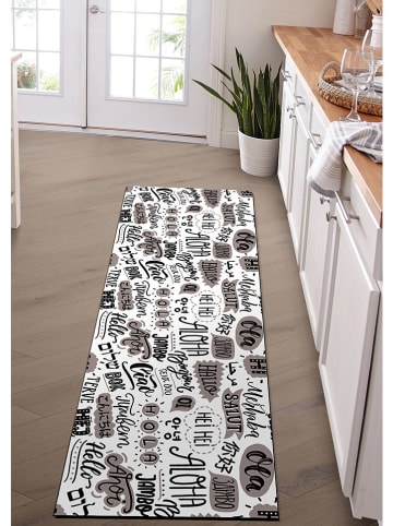 deco Rugs & Carpet Vinyl-Teppich in Grau/ Schwarz/ Weiß