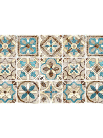 deco Rugs & Carpet Vinyl-Teppich in Beige/ Braun/ Hellblau