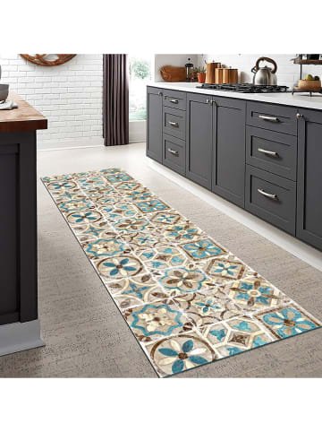 deco Rugs & Carpet Vinyl tapijt beige/bruin/lichtblauw