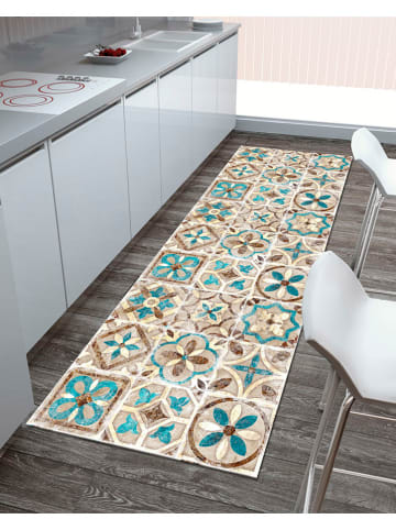 deco Rugs & Carpet Vinyl tapijt beige/bruin/lichtblauw