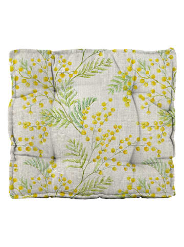Madre Selva Poduszka "Mimosa" w kolorze zielono-żółtym do siedzenia - 37 x 37 cm