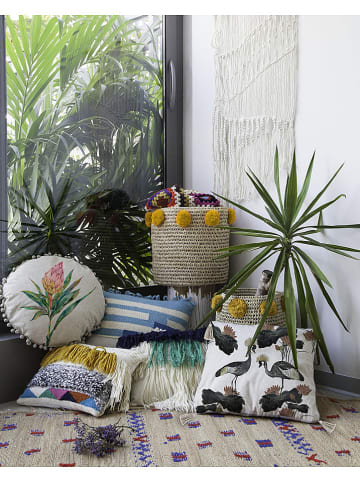 Madre Selva Kissen "Flores Salvajes" in Creme/ Bunt - Ø 45 cm