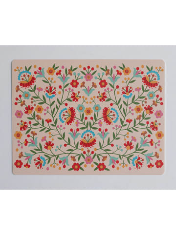 Madre Selva Bureaumat "Mexican Flower" beige/meerkleurig - (L)55 x (B)35 cm