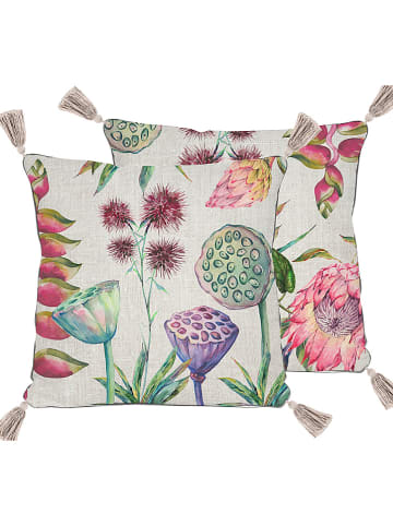 Madre Selva Kissenhülle "Flores Salvajes" in Creme - (L)45 x (B)45 cm