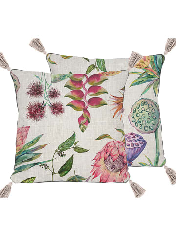 Madre Selva Kissenhülle "Flores Salvajes" in Creme - (L)45 x (B)45 cm