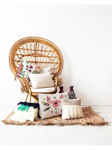 Madre Selva Kussenhoes "Flores Salvajes" crème - (L)45 x (B)45 cm