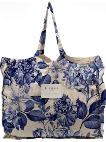 Madre Selva Shopper "Blue Flowers" in Blau - (B)42 x (H)36 x (T)7 cm