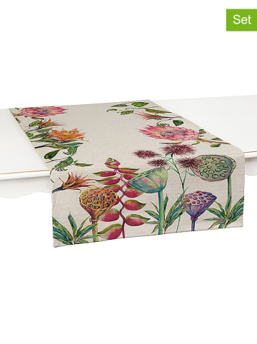 Madre Selva 2er-Set: Tischläufer "Flores Salvajes" in Beige/ Bunt - (L)150 x (B)50 cm