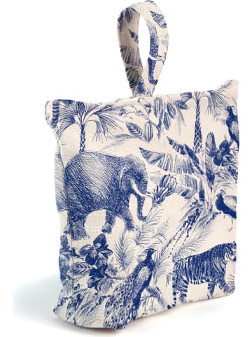 Madre Selva Türstopper "Safari" in Blau/ Weiß - (B)22 x (H)22 x (T)10 cm