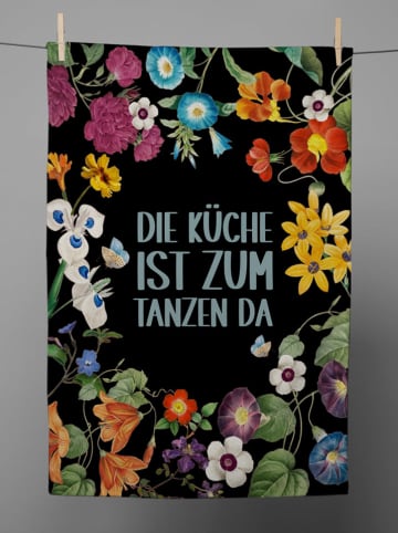 Madre Selva Geschirrtuch "Tanzen" in Schwarz/ Bunt - (L)70 x (B)50 cm