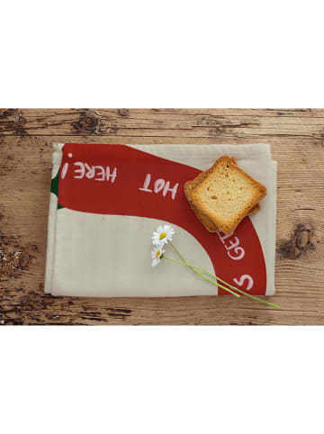 Madre Selva 3-delige set: theedoeken "Tomato" beige/rood - (L)70 x (B)50 cm