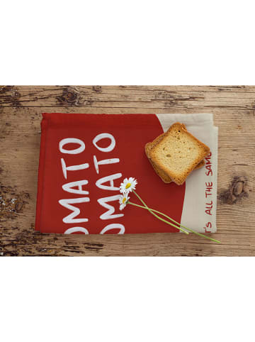 Madre Selva 3-delige set: theedoeken "Tomato" beige/rood - (L)70 x (B)50 cm