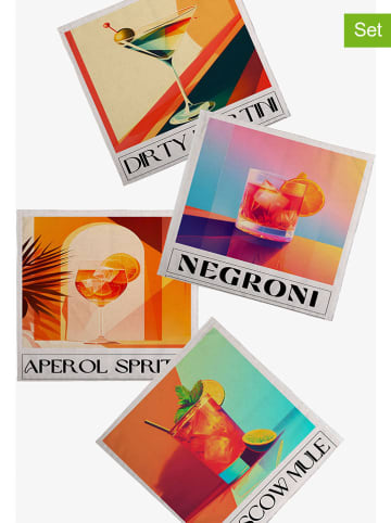 Madre Selva Serwetki (4 szt.) "Cocktails" ze wzorem - 15 x 15 cm