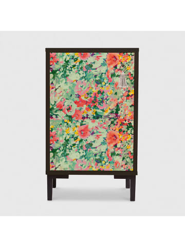 Madre Selva Nachttisch "Spring Flowers" in Grün/ Rosa - (B)40 x (H)67 x (T)30 cm