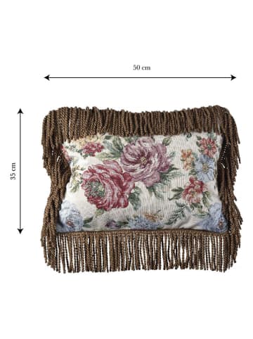 Madre Selva Kissen "Isabella" in Creme/ Lila - (L)50 x (B)35 cm