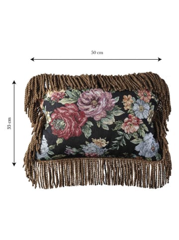Madre Selva Kissen "Isabella" in Schwarz/ Lila - (L)50 x (B)35 cm
