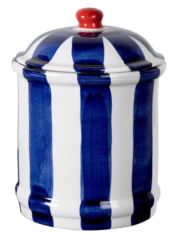 Madre Selva Vorratsbehälter "Bonnie" in Blau/ Weiß - (H)20 cm x Ø 15 cm