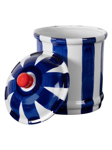 Madre Selva Voorraadpot "Bonnie" blauw/wit - (H)20 cm x Ø 15 cm