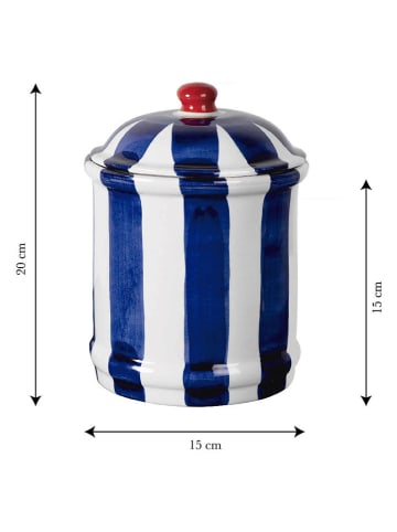 Madre Selva Vorratsbehälter "Bonnie" in Blau/ Weiß - (H)20 cm x Ø 15 cm