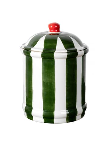 Madre Selva Pojemnik "Bonnie" w kolorze oliwkowo-białym - wys. 20 x Ø 15 cm