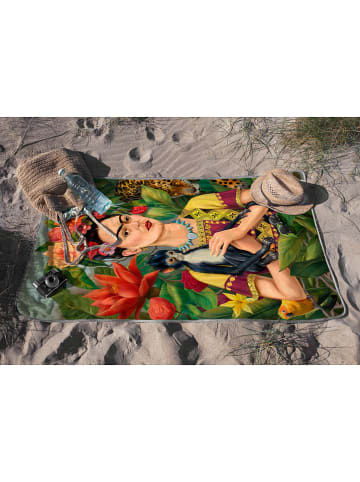 Madre Selva Strandtuch "Frida Animals" in Rot/ Gelb/ Grün - (L)140 x (B)75 cm