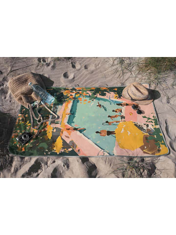 Madre Selva Strandtuch "Pool" in Hellblau/ Grün - (L)140 x (B)75 cm