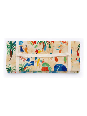 Madre Selva Picknickdecke "Beach" in Creme/ Blau - (L)170 x (B)140 cm
