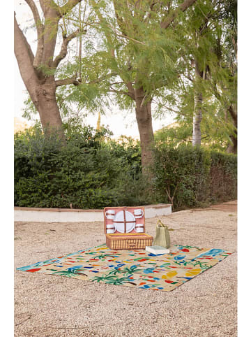 Madre Selva Picknickdecke "Beach" in Creme/ Blau - (L)170 x (B)140 cm