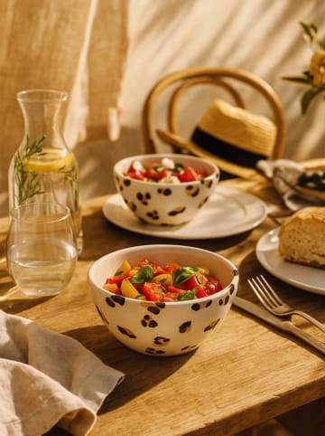 Madre Selva Miska "Cheetah" w kolorze biało-beżowym - Ø 16 cm