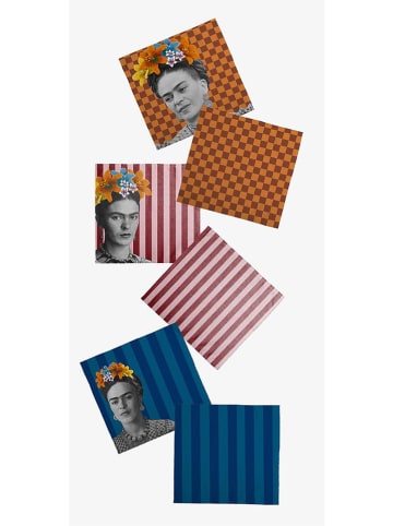 Madre Selva Serwetki (6 szt.) w kolorze jasnobrązowo-niebiesko-różowym - 15 x 15 cm