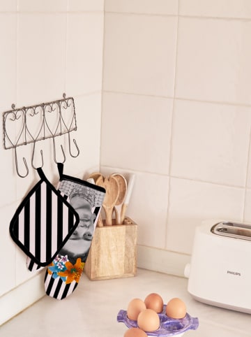 Madre Selva 2er-Set: Ofenhandschuhe in Schwarz/ Weiß - (B)16,5 x (H)28 cm