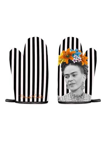 Madre Selva 2er-Set: Ofenhandschuhe in Schwarz/ Weiß - (B)16,5 x (H)28 cm