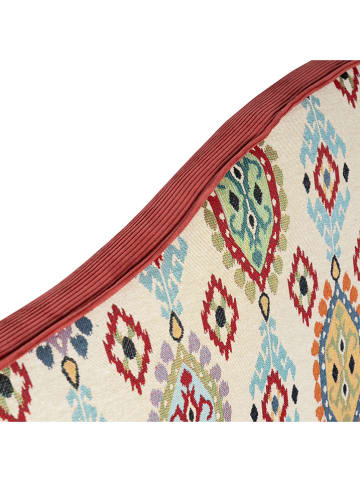 Madre Selva Kopfteil "Litz" in Creme/ Rot/ Hellblau - (B)150 x (H)110 cm