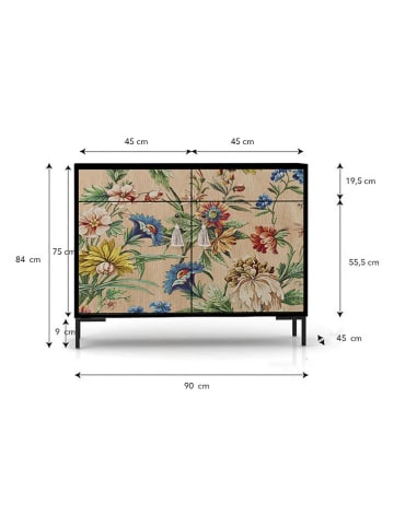 Madre Selva Sideboard "Amazonia" in Beige/ Grün - (B)90 x (H)84 x (T)45 cm