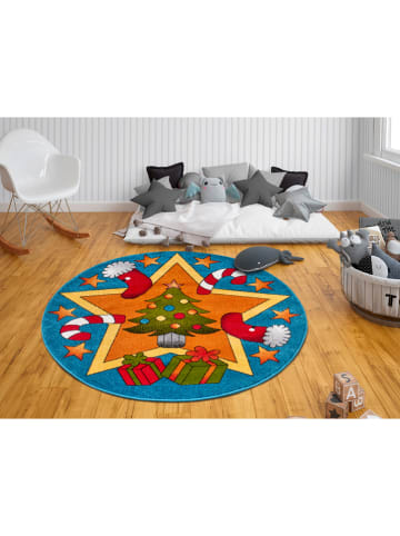 Madre Selva Laagpolig tapijt "Christmas Time" blauw/meerkleurig
