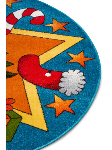 Madre Selva Laagpolig tapijt "Christmas Time" blauw/meerkleurig