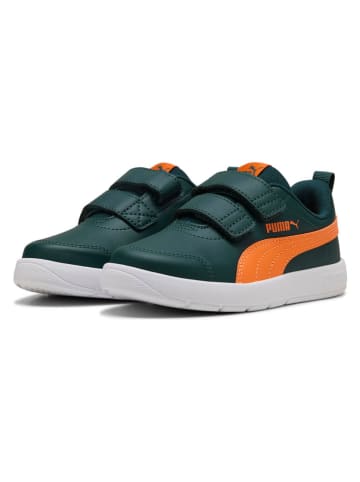 Puma Sneakersy "Courtflex V3" w kolorze zielono-pomarańczowym