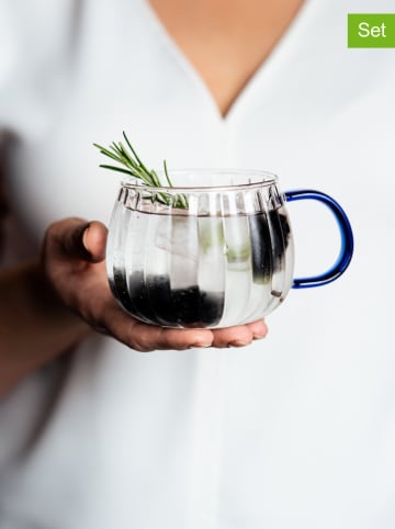 Vialli Design 2-delige set: glazen "Tulip" transparant/blauw - 350 ml