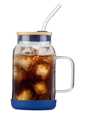 Vialli Design Glas met rietje donkerblauw - 600 ml